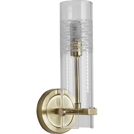 Searchlight Scope Lampada da parete per bagno in ottone satinato, vetro trasparente acidato (1/5)