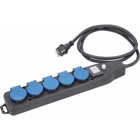 BLOC MULTIPRISES PRO 5PRISES AVEC DISJONCTEUR H07RN-F 3G2,5 IP54 CABLE 2M