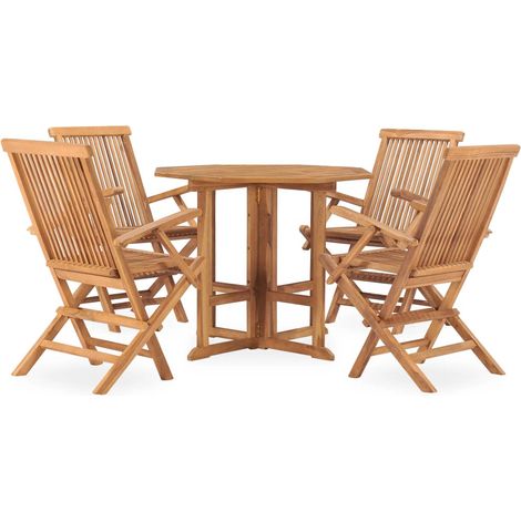 Maison Exclusive - 5-tlg. Garten-Essgruppe Klappbar Massivholz Te
