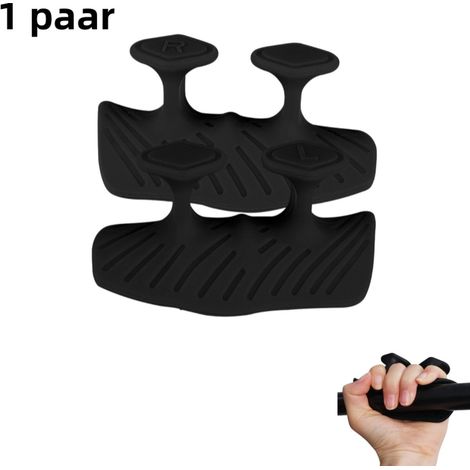 Paire de protège mains pour haltérophilie et musculation avec support antidérapant en silicone pour deux doigts adaptés aux hommes et aux femmes couleur noire (1/5)