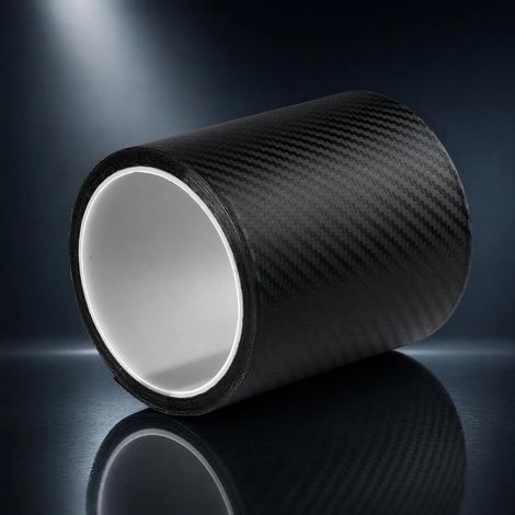 Film de protection pour voiture, noir, 10 cm × 10 m, en carbone 3D, autocollant, protection des seuils de portière, avec crabe, chiffon et ciseaux, pour voiture, vélo, moto (1/5)