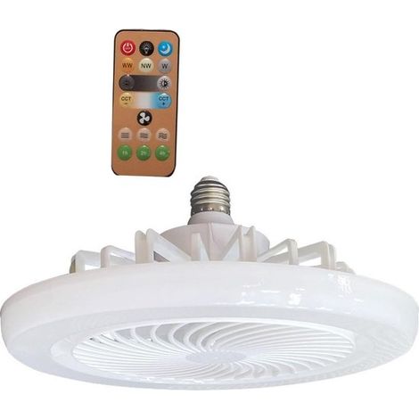 Ventilatore da soffitto con telecomando,luce LED dimmerabile,lampadina E27 da 30W integrata,funzionamento silenzioso,con 3 colori di luce (1/5)