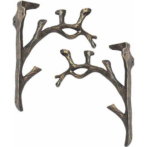 Supports d'étagère murale vintage en fer forgé – 2 pièces – Imperméable et antirouille – Pour planches jusqu'à 60mm d'épaisseur