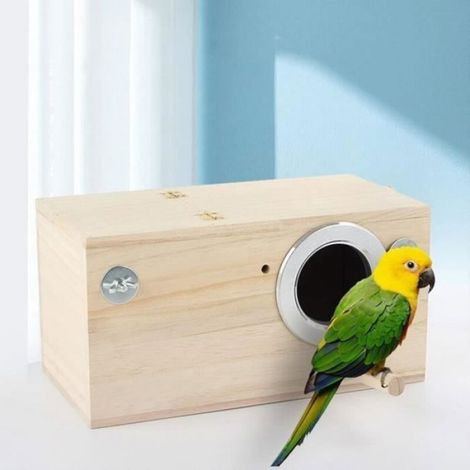 Nid D'oiseau - Bois Naturel - 12x12x19 5 Cm - Pour Perroquets Et Oiseaux Exotiques - 1 Pièce (1/4)
