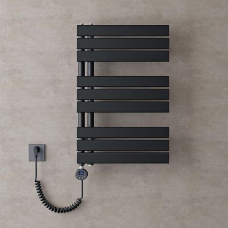 doporro Heizkörper Bad Handtuchheizkörper 76x50cm Badezimmer Badheizkörper Badheizung Handtuchtrockner Handtuchwärmer Seitenanschluss Anthrazit mit Heizstab 600w (1/5)