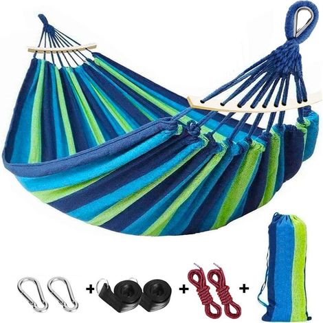 Filet À Balancer En Coton - 200 x 150 cm - Charge Max 200 kg - Barre De Maintien Anti-Roulis - Pour Jardin Camping Extérieur - 1 Pièce (1/5)