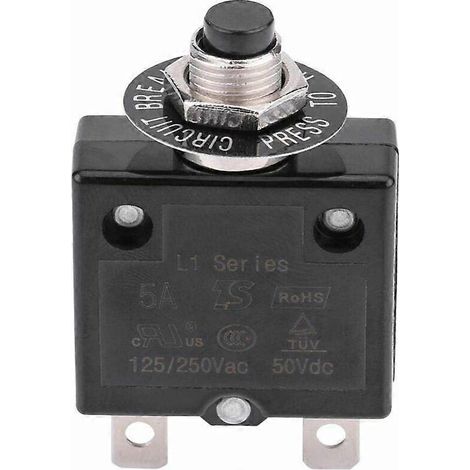 Disjoncteur 15A Interrupteur thermique de rinitialisation en option, 125-250V AC 50V DC Disjoncteur bouton-poussoir de protection contre les surcharg (1/5)