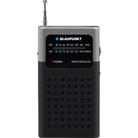 Blaupunkt PR4BK Radio de poche AM/FM Radio portable Antenne télescopique Format de poche Haut-parleur intégré de 1,5" Fonctionnement sur piles