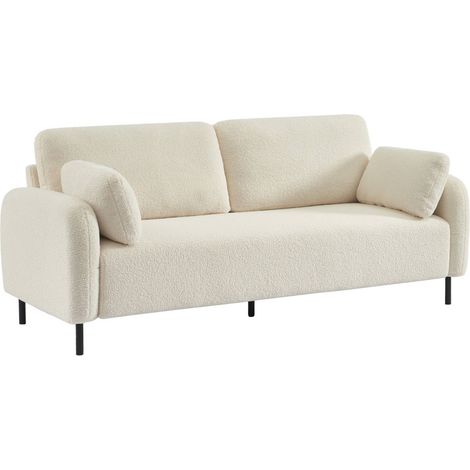 sweeek - 3-Sitzer Sofa mit Bouclé-Bezug und Metallfüßen, Bouclé, Creme (1/5)