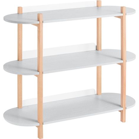 SoBuy Bücherregal Multifunktionales Regal Standregal mit 2 Ablagen Couchtisch Verkaufsregal Anrichte Grau und Natur BHT ca. 100x88x33cm HSTR01-H-HG