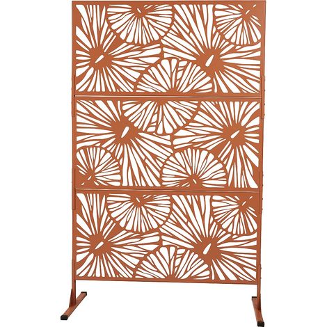 Paravent d'extérieur design floral ajouré en métal - L116 x H188 cm - Terracotta - VENGY