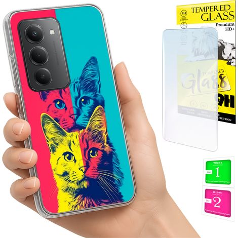 Custodia per Xiaomi Redmi 15 4G / 5G 169mm Cover posteriore Gatti + vetro (1/5)