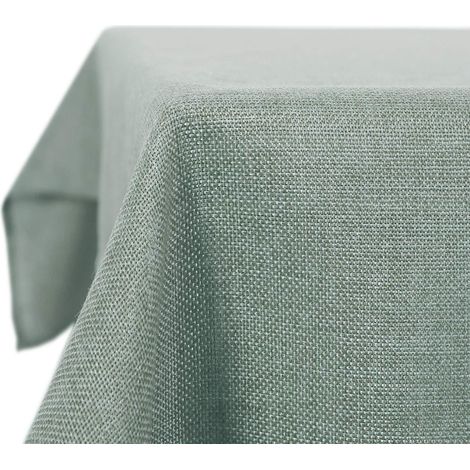Nappe aspect lin déperlant 150x200 cm vert foncé/vert clair rectangulaire