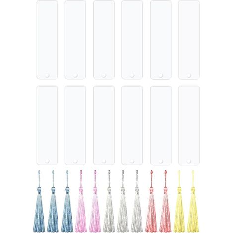 Bladwijzer - Acryl - 12 x 3,2 cm - Transparant - Rondhoekig - Met Gat Voor Kwastjes - DIY - 12 Pièces (1/5)