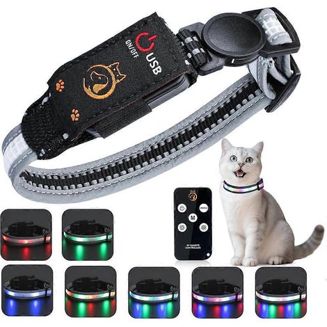 Collier pour chat, collier lumineux pour chat pour la nuit, collier LED rechargeable et étanche avec télécommande, lumière pour chien pour les promenades nocturnes (1/5)