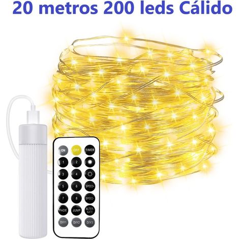 Jandei - Guirlande lumineuse rechargeable USB 20m 200leds Chaude avec télécommande Batterie 1800MA Guirlandes LED (1/4)