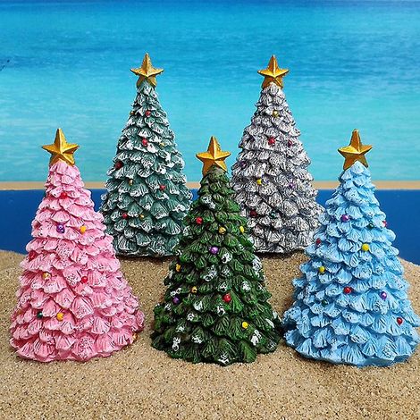 Décorations d'aménagement paysager pour aquarium, objets en résine, ornements de sapin de Noël (1/4)