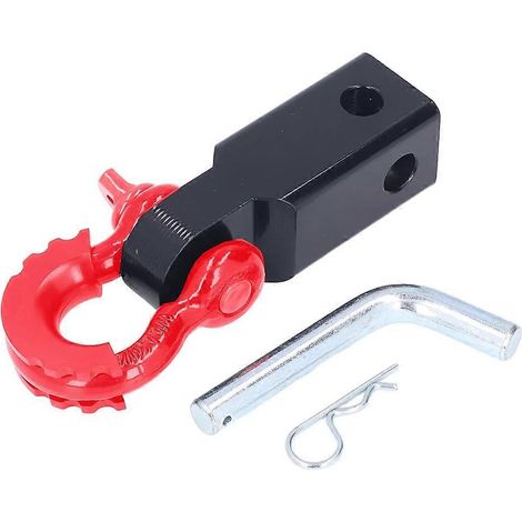 Universelle 5 cm (2 Zoll) Schäkelkupplung mit hochfestem Stahl-Abschlepphaken für Pkw, Lkw und Jeeps (rot und schwarz). (1/5)