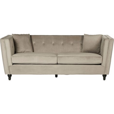 Premier Housewares Ferris Mink Velvet 3 Seat Sofa (1/5)