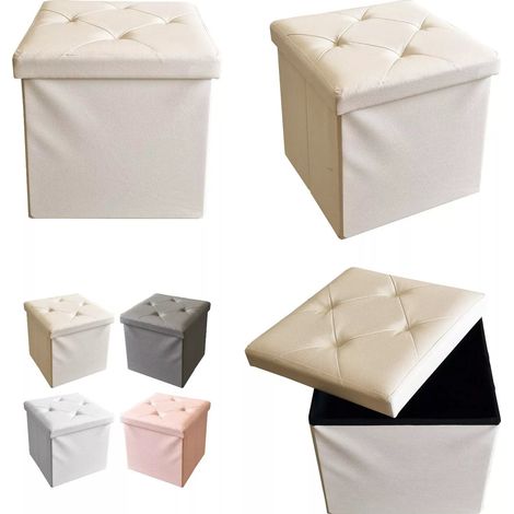 Pouf in ECOPELLE Resistente e Comodo - Moderno da Salotto beige singolo