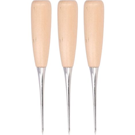 3 Pièces Alène en Cuir DIY Outil en Bois de Pin avec Pointe Acier pour Percer Cuir et Papier (1/5)