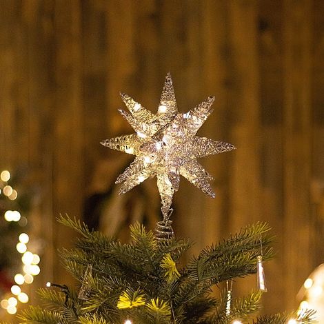 Étoile Pour Sommet D Arbre De Noël - 20 Cm - À Led Blanc Chaud - Clip De Fixation - Décoration Intérieure - 1 Pièce (1/5)