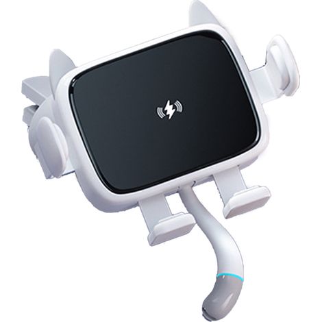 (Exclusivité Asie du Sud-Est) Nouveau support de téléphone sans fil pour voiture, charge rapide 15 W, ouverture et fermeture automatiques par capteur de grille d'aération, support de navigation, blanc (1/5)