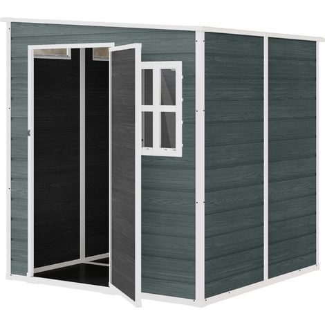 Abri de jardin avec structure en aluminium, plancher, 3 fenêtres, 2 ouvertures de ventilation, 182 x 182 x 183 cm, aspect bois gris