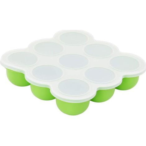 Boîte de conservation pour aliments pour bébé, en silicone, avec couvercle hermétique et cuillère de sevrage, idéale pour le lait maternel, les purées, le whisky et la crème glacée.