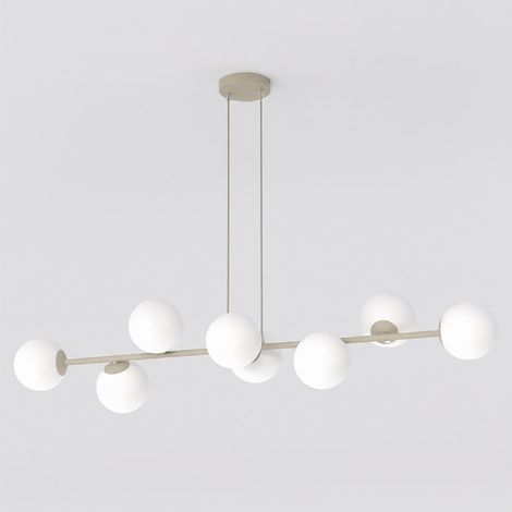 Lampada a sospensione Magnus in acciaio moka e vetro opalino