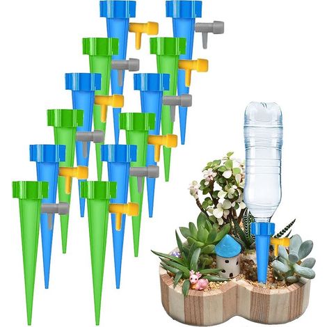 Juego de 12 boquillas de riego automáticas ajustables: fáciles de usar. Ideales para macetas, flores, jardines y plantas de interior. (1/5)