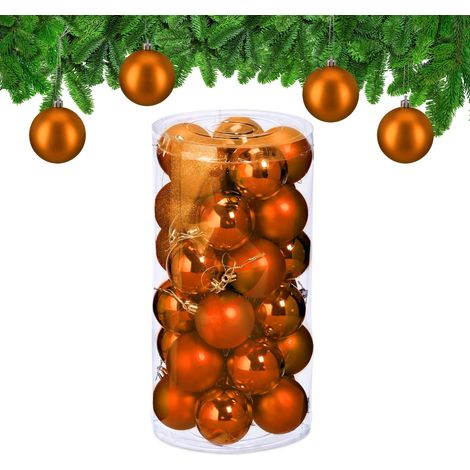 Boule de Noël, lot de 30, en Plastique Robuste, pour décorer Le Sapin, D : 6 cm, Orange (1/5)