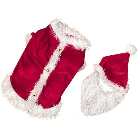 Costume Chien - Vêtement Fête Noël - Tissu Polyester - Pour Chiens et Chats Petits - Rouge - Taille S à XL - 1 Pièce (1/5)