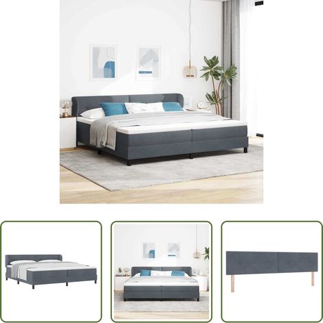 Samt -  Boxspringbett mit Matratze Dunkelgrau 200 x 200 cm Samt (1/5)