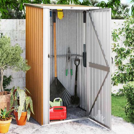 Abri de jardin-Remise Cabane pour outils marron 118,5 x 97 x 209,5 cm Acier galvanisé (1/5)