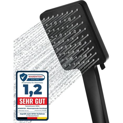 Newentor Duschkopf Regendusche Handbrause Hochdruck 6 Strahlarten XXL Schwarz (1/5)