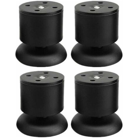 Lot de 4 Pieds Noir - 6cm de Meuble Réglable Pieds de Table en Acier Inoxydable avec Tapis en Caoutchouc et Vis (1/5)
