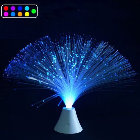 Lampe à fibre optique - Veilleuse LED à fibre optique - Couleurs changeantes - Lampe ciel étoilé - Alimentation USB/piles - Lumière LED à couleurs changeantes - Base conique - Convient pour la décorat (1/5)