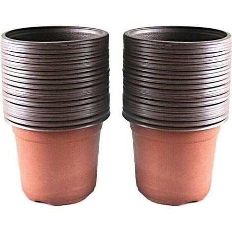 Lot de 100 pots en plastique pour semis et plantes, 10 cm，Doux et déformable, pas facile à casser (1/4)