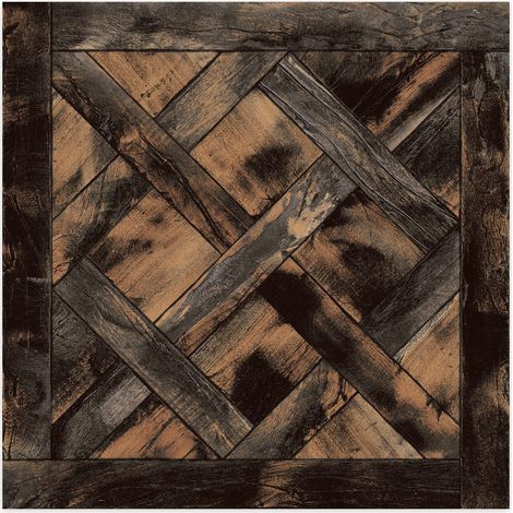 Carrelage Vintage effet Parquet Bois Noir Vieilli Versailles 45x45x0,95 cm Virelno - Sol intérieur (vendu par carton de 1 m²) - RO'MA CARRELAGE