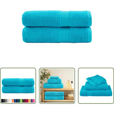 vidaXL Serviette de visage - Essuie-mains de qualité supérieure SOLUND 2 pcs turquoise (1/5)