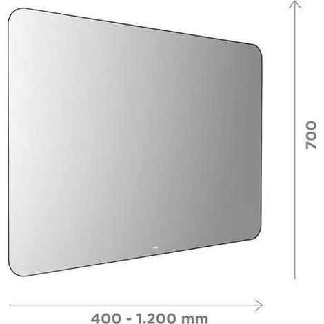Miroir lumineux LED MI 160 avec contour, éclairage indirect, coins arrondis 400x700 mm