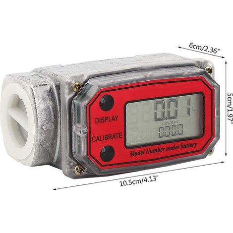 Débitmètre à turbine 1" avec affichage numérique LCD, fonctionnant sur pile bouton, pour diesel, kérosène et essence.