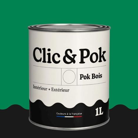 Peinture Bois Extérieur – POK BOIS - 1L - RAL 6024 - Vert signalisation- Résistante aux intempéries - Ne s'écaille pas