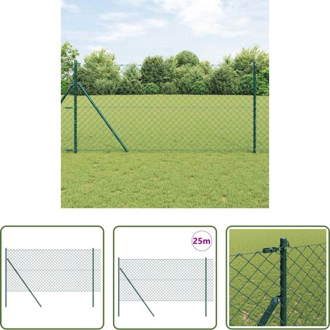 vidaXL Clôture en acier - Poteau de clôture. Vert 1 x 25 m (maille 60 x 60 mm) Acier (1/5)