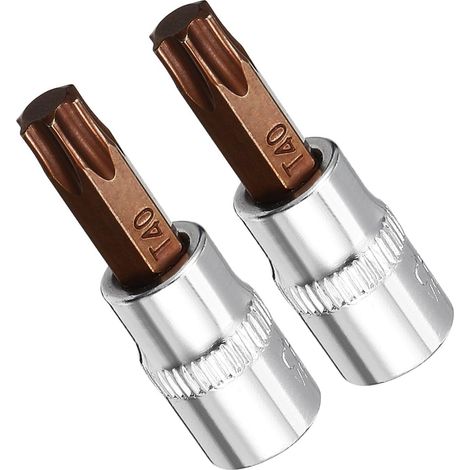 Lot de 2 douilles Torx 6,35 mm x T40 CR-V, embouts en acier S2, embouts Torx avec 48 mm de longueur pour clé à cliquet, clé dynamométrique, barre coulissante, perceuse à (1/5)