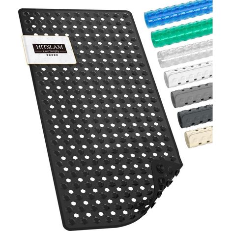 Badewannenmatte rutschfest 89x40cm, BPA-frei, schimmelresistent, maschinenwaschbar, Schwarz (1/5)