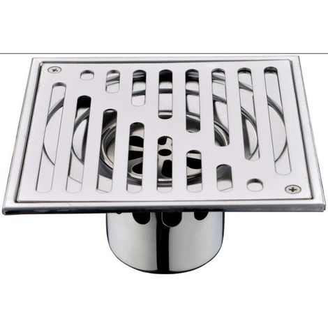 Memkey – Siphon douche à l'italienne en acier inoxydable – Anti-odeur – Conception de crépine anti-obstruction – 150mm x 150mm (1/4)