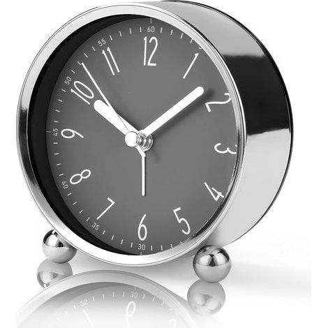 Réveil sans tic-tac, horloge de chevet silencieuse de 4'' pour dormeurs lourds Horloge analogique à piles avec design gris moderne Horloge de table à grand écran pour salon Salle d'étude Bureau (1/5)