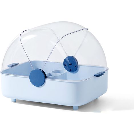 Boîte de Rangement pour Couverts avec Couvercle, Séchoir à Vaisselle Multifonction Bleu pour Cuisine